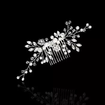 Украшения для волос серебряного цвета, свадебные украшения ручной работы, головной убор невесты, гребень для волос с кристаллами и жемчугом, заколка для волос