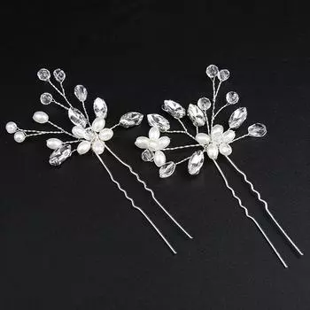 Украшения для волос со стразами и жемчугом, украшения для свадебных платьев, аксессуары для волос ручной работы, заколка для волос с кристаллами и дисками, U-образная шпилька для волос, головной убор