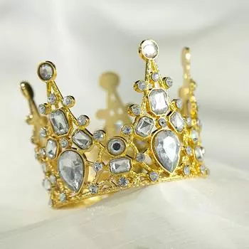 Украшения для выпечки торта на день рождения, детское представление, маленькая корона, цветок, головной убор, свадебные аксессуары, стразы, круглые украшения для волос