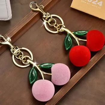 Украшения Флокированная вишня Подвеска 3D Поделки Вишня Сумка Подвески Вишня Фруктовый брелок Дама/Женщины Style 1