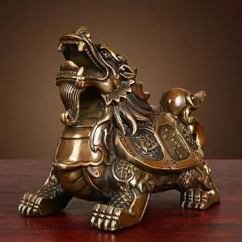 Украшения из чистой латуни в виде дракона и черепахи. Прямоголовая черепаха. Четыре божественных зверя. Украшения для дома, офиса, гостиной. Изделия ручной работы.