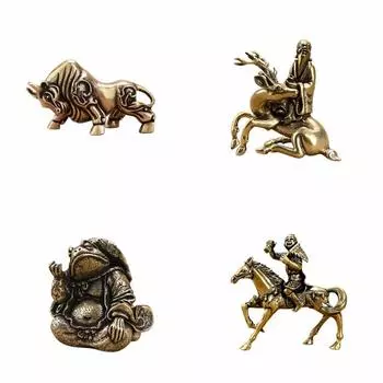Украшения из чистой меди, чай, домашнее животное, бык, олень, лошадь, жаба, животные, миниатюрная статуэтка, китайская классическая настольная медная посуда, поделки из меди Bull