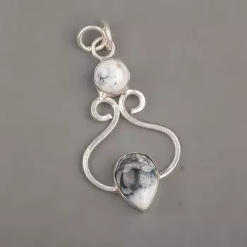 Украшения из дендритового опала, Ювелирные изделия из стерлингового серебра 925 пробы, Великолепная серебряная подвеска ручной работы для подарка на День благодарения 1.60 Inches белый