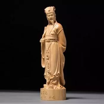 Украшения из дерева, резные фигурки, креативное украшение для дома, резные фигурки, ручки, фигурки из «Троецарствия» Чжугэ Лян