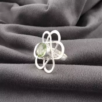 Украшения из драгоценных камней Зеленого Аметиста, Кольцо из цельного стерлингового серебра 9235 пробы, Потрясающее серебряное кольцо ручной работы в подарок для женщин 4 зелёный