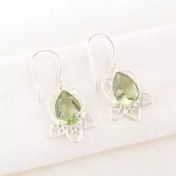 Украшения из драгоценных камней Зеленый Аметист, Серьги из цельного стерлингового серебра 925 пробы, Очаровательные серьги Аметист ручной работы, Подарок для сестры 1.70 Inches зелёный
