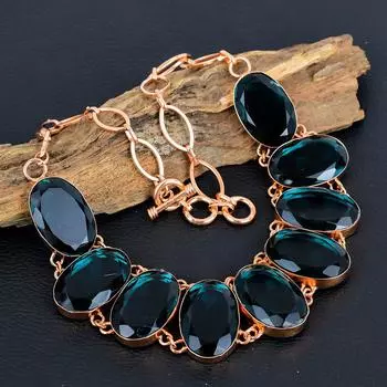 Украшения из индиголита, ожерелье ручной работы, милые медные украшения, украшения из драгоценных камней, регулируемое ожерелье с цепочкой для женщин 18 Inches With Adjustable синий