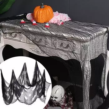 Украшения из марли на Хэллоуин, настенные, черные, из полиэстера, для дома и сада, праздничные принадлежности 76* 240cm