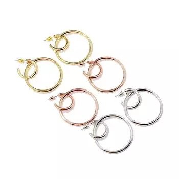 Украшения из меди и золота, простой подиумный стиль, большие и маленькие блестящие серьги с двумя кольцами. золотой