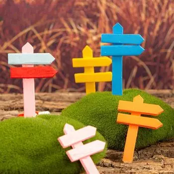 Украшения из мха для микроландшафта Разноцветные деревянные указатели Суккулентный горшок Садовый деревянный забор Аксессуары для обработки 5pcs зелёный