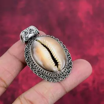 Украшения из ракушек каури, кулон из стерлингового серебра 925 пробы, подарок на свадьбу, кулон ручной работы, ювелирные изделия с драгоценными камнями 1.97 Inches жёлтый