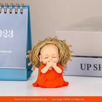 Украшения из смолы «Дзен-монах»: Креативный китайский декор для крыльца или книжного шкафа. Подарки на новоселье New Straw Hat MonkDon t Say