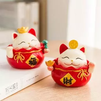 Украшения из смолы Lucky Cat, креативные поделки с животными, прекрасное украшение для домашнего офиса, милый подарок для детей, приносящий удачу