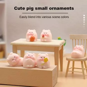 Украшения из смолы Милые мультяшные свиньи Кукольные украшения Миниатюрные фигурки для дома Миниатюры Декор для рабочего стола Украшения для автомобиля Украшения Аксессуары