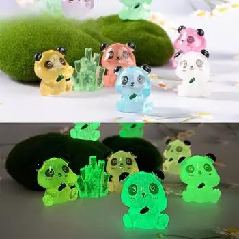 Украшения из смолы с микропейзажами, светящиеся в темноте, мультяшные красные панды, украшения для рабочего стола, аксессуары для украшения автомобиля 10pcs