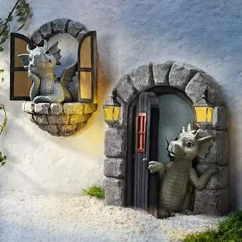 Украшения из смолы в виде динозавра, восхождение на окно, дверь, двор, ремесла, украшения для сада A