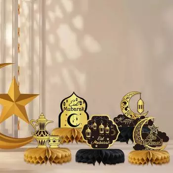 Украшения из сотовой бумаги на праздник Ид Мубарак, украшения на Рамадан 2024 для дома, ислам, декор для мусульманской вечеринки, подарок на Рамадан Карим Мубарак
