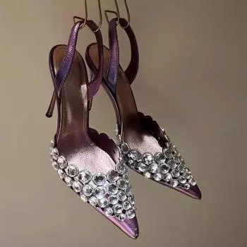 Украшения из стразов Разноцветные полые шпильки Блестящие хрустальные босоножки Остроносые босоножки Свадебные роскошные женские туфли на высоком каблуке 35 золотой