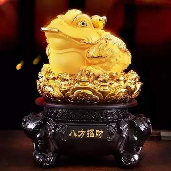 Украшения из золотой жабы Zhaocai Jinbao, трехногая золотая жаба Zhaocai, украшение офиса, подарок для открытия кассира магазина