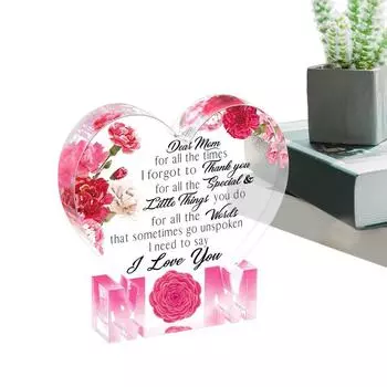 Украшения ко Дню матери Акриловая табличка в форме сердца Элегантные настольные украшения ко Дню матери для жены, мамы, бабушки, женщин CHINA