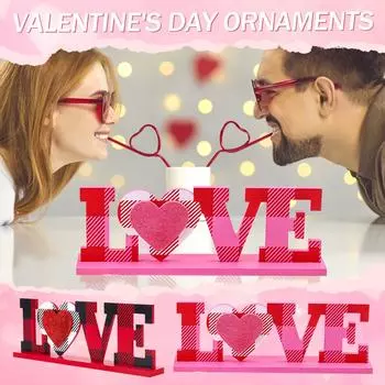 Украшения ко Дню святого Валентина, креативные буквы, современная настольная подставка, макет украшения, деревянные поделки. One Size