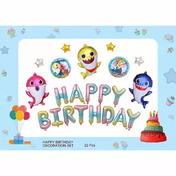 Украшения на день рождения акулы МАЛЕНЬКИЙ АКУЛА Акулёнок Акулёнок Маленькая акула СЕМЬЯ АКУЛ 3 Зверь Море Милый Синий Персонаж Животное Рыба Дети Мальчики Девочки