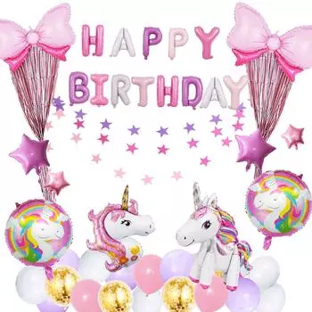 Украшения на день рождения для девочек Набор воздушных шаров на день рождения в виде единорога Воздушные шары Украшение на день рождения воздушными шарами С днем рождения, вечеринка по случаю дня рождения, годовщина С днем рождения, дети