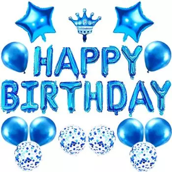 Украшения на день рождения для мальчиков и девочек, воздушные шары на день рождения, набор из 30 воздушных шаров, простые украшения, с днем рождения, для девочек и мальчиков, корона, конфетти, воздушные шары, товары для вечеринок