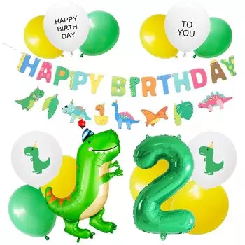 Украшения на день рождения Воздушные шары Динозавр Цифра 2 2 года Цифра День рождения Набор украшений С ДНЕМ РОЖДЕНИЯ Гирлянда Простое украшение Дети