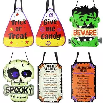 Украшения на деревянную дверную табличку на Хэллоуин, подвесной кулон в виде черепа на окно, украшение на дверь в стиле праздника