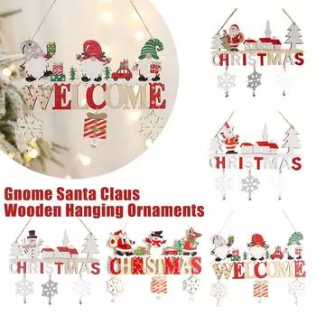 Украшения на елку, Санта-Клаус, снеговик, деревянные креативные подвесные подвески, рождественский декор P5C9 C-1pcs