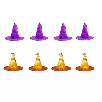 Украшения на Хэллоуин 8 шт. светящиеся подвесные шляпы ведьмы, 14 футов, 56 светодиодов One Size