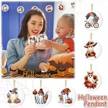 Украшения на Хэллоуин, акриловые подвесные украшения для рождественской елки, подвеска для дома, автомобиля, рюкзака, подарок для детей One Size бежевый