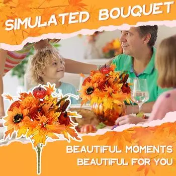 Украшения на Хэллоуин День благодарения Подсолнух Кленовый лист Имитация Цветок One Size жёлтый