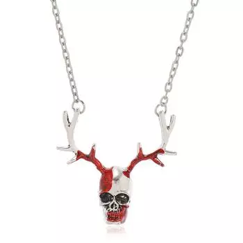 Украшения на Хэллоуин, длинное персонализированное ожерелье с подвеской в виде черепа, цепочка на ключицу в стиле панк-панк в виде рогов оленя. золотой