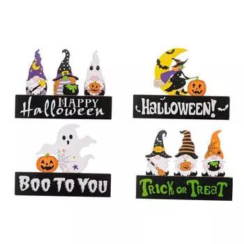 Украшения на Хэллоуин, Гном Фестиваля Призраков, Деревянные Украшения, Атмосферное Украшение, Постановка Призрачной Сцены One Size