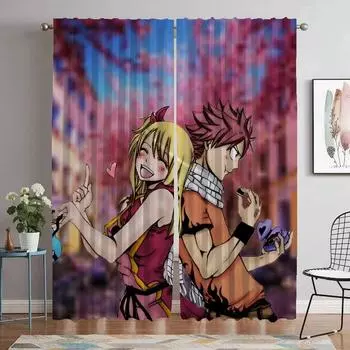 Украшения на Хэллоуин, коралловые затемняющие шторы Fairy Tail, 2 шт., шторы для спальни, шторы для гостиной W50xH70cmx2pcs-CL