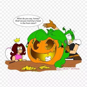 Украшения на Хэллоуин Мультяшный рисунок Мультяшный Термоперенос Печать Виниловые заплатки Наклейки для одежды Аппликации своими руками Моющиеся заплатки