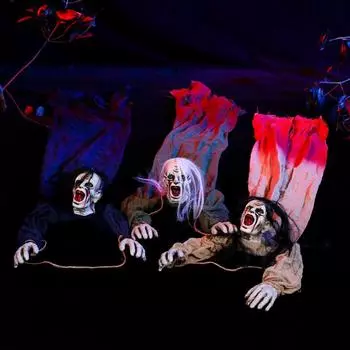 Украшения на Хэллоуин Подвесной Призрак Ползущий Призрак Длинные Волосы Призрак Страх Вечеринка Призрак Дом Тайная Комната Атмосфера Украшения Реквизит 1Pcs синий