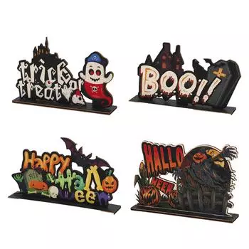Украшения на Хэллоуин Праздничная атмосфера бара Вечеринка Сцена Фестиваль привидений Деревянные настольные украшения One Size