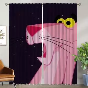 Украшения на Хэллоуин Розовая пантера Кухонные шторы для гостиной Шторы для домашнего интерьера Шторы 2 шт. Разделительные жалюзи W50xH70cmx2pcs-CL