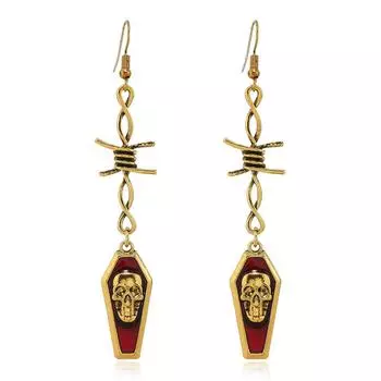 Украшения на Хэллоуин, серьги-капли с красными каплями масла и черепом серии Punk Dark, украшения для ушей