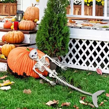 Украшения на Хэллоуин Скелет русалки Скульптуры Фигурка Для Украшения Интерьера Украшения Дома Череп Животное 2024 Поделки