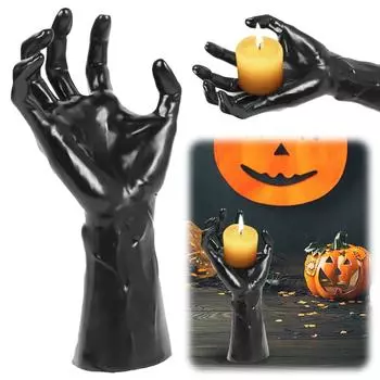 Украшения на Хэллоуин Статуя Дьявольской руки Подсвечник Черная скульптура Демонической руки Настенный готический жуткий Дьявольский орнамент для дома