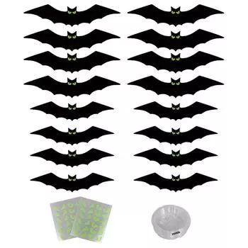 Украшения на Хэллоуин, страшные 3D летучие мыши, пауки со светящимися глазами, настенные украшения, украшения для газона и двора, вечеринка