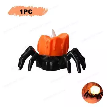 Украшения на Хэллоуин светодиодная свеча пластиковая лампа-паук тыква для домашнего бара дом с привидениями декор для вечеринки на Хэллоуин реквизит ужасов 1PC