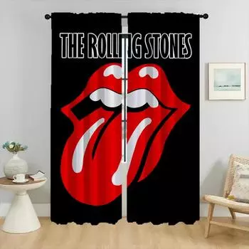 Украшения на Хэллоуин The Rollings Stones Шторы для гостиной Шторы для домашнего интерьера Шторы из 2 частей Тюль для спальни W50xH70cmx2pcs