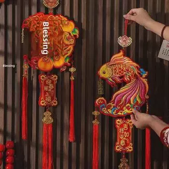Украшения на Новый год 2025 года Змеи: Весенний фестиваль Благословение двери Большие украшения в виде фонаря чили