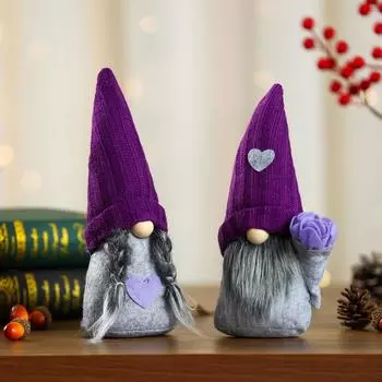 Украшения на Рождество и День святого Валентина Фиолетовая вязаная шапка Украшение для куклы Лавандовая весна-осень Безликая кукла beard