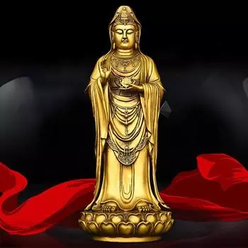Украшения Nanhai Guanyin Все медные украшения Guanyin Bodhisattva Lotus Guanyin Украшения для дома